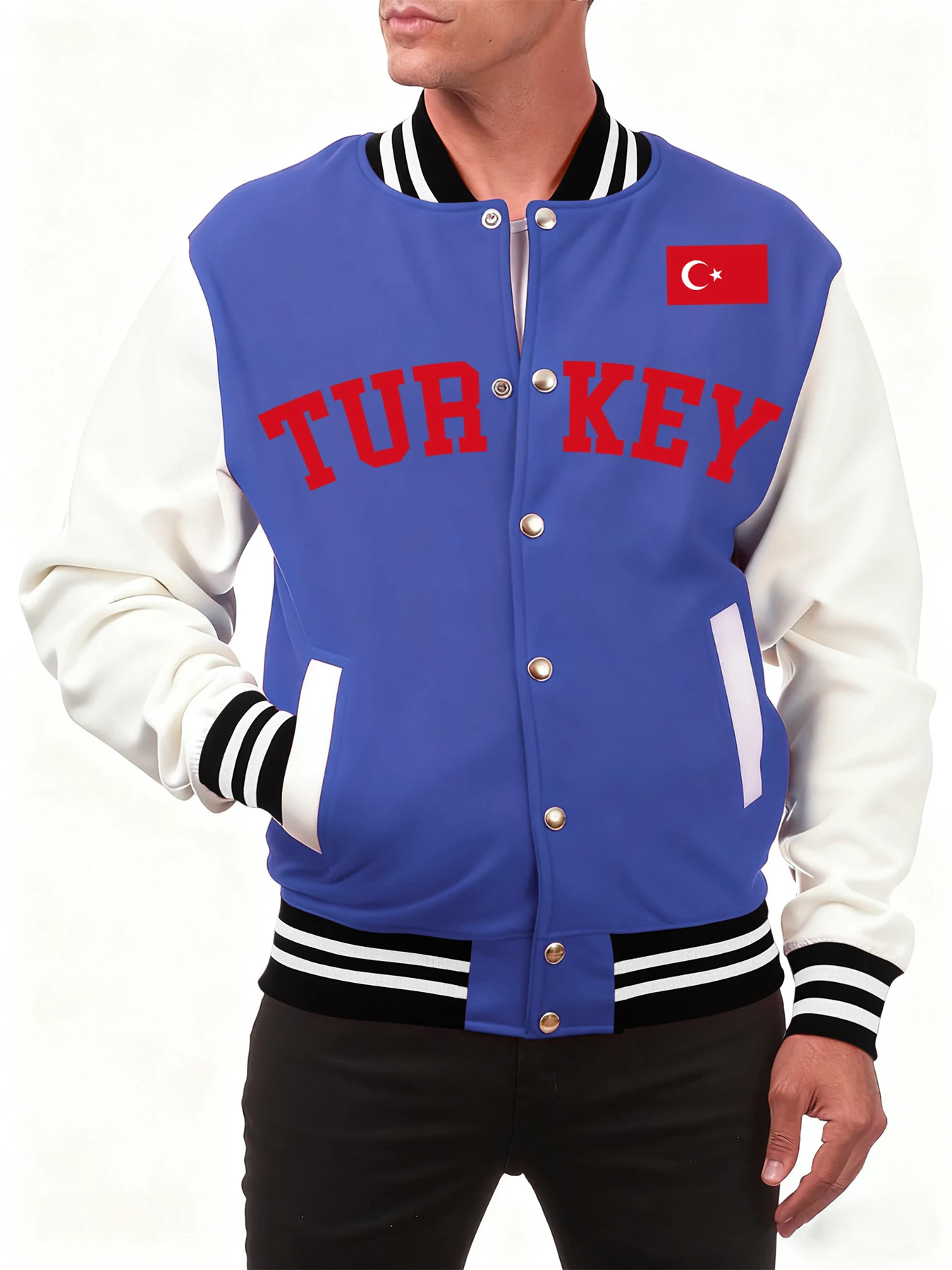 

Turkey National Letter Pattern Male Baseball Jersey Hip Hop Fleece Streetwear Autumn Casual Clothes Fashion Street Jackets