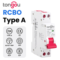 TONGOU RCBO Type A 1P+N DPN Residual Current Circuit Breaker 6KA 30mA, Curve B C , 18mm Overcurrent & Leakage Protection 16A 40A