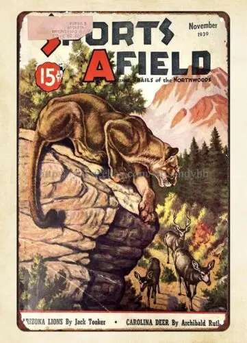 wall art prints1939 SPORTS AFIELD Arizona Lions Bear Hunting Big metal tin sign sign