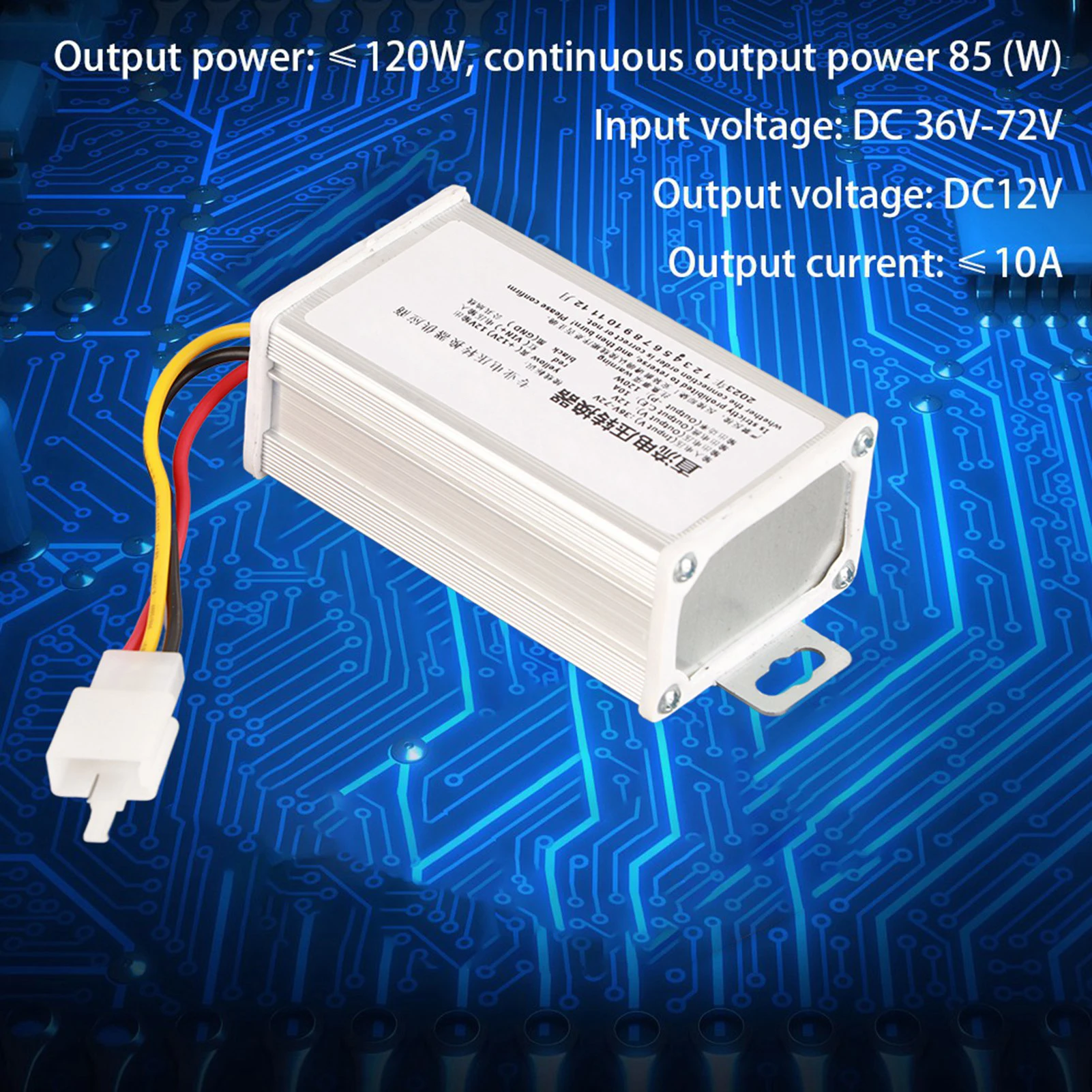 

ZK20 DC 36V‑72V To 12V 10A 120W Converter Adapter Transformer For Electric Scooter