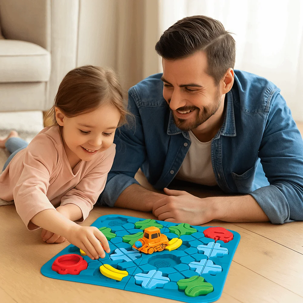 Plastic Logical Road Builder Games Montessori Interactive Puzzle Car Track Toy Assembly Challenge Early Education