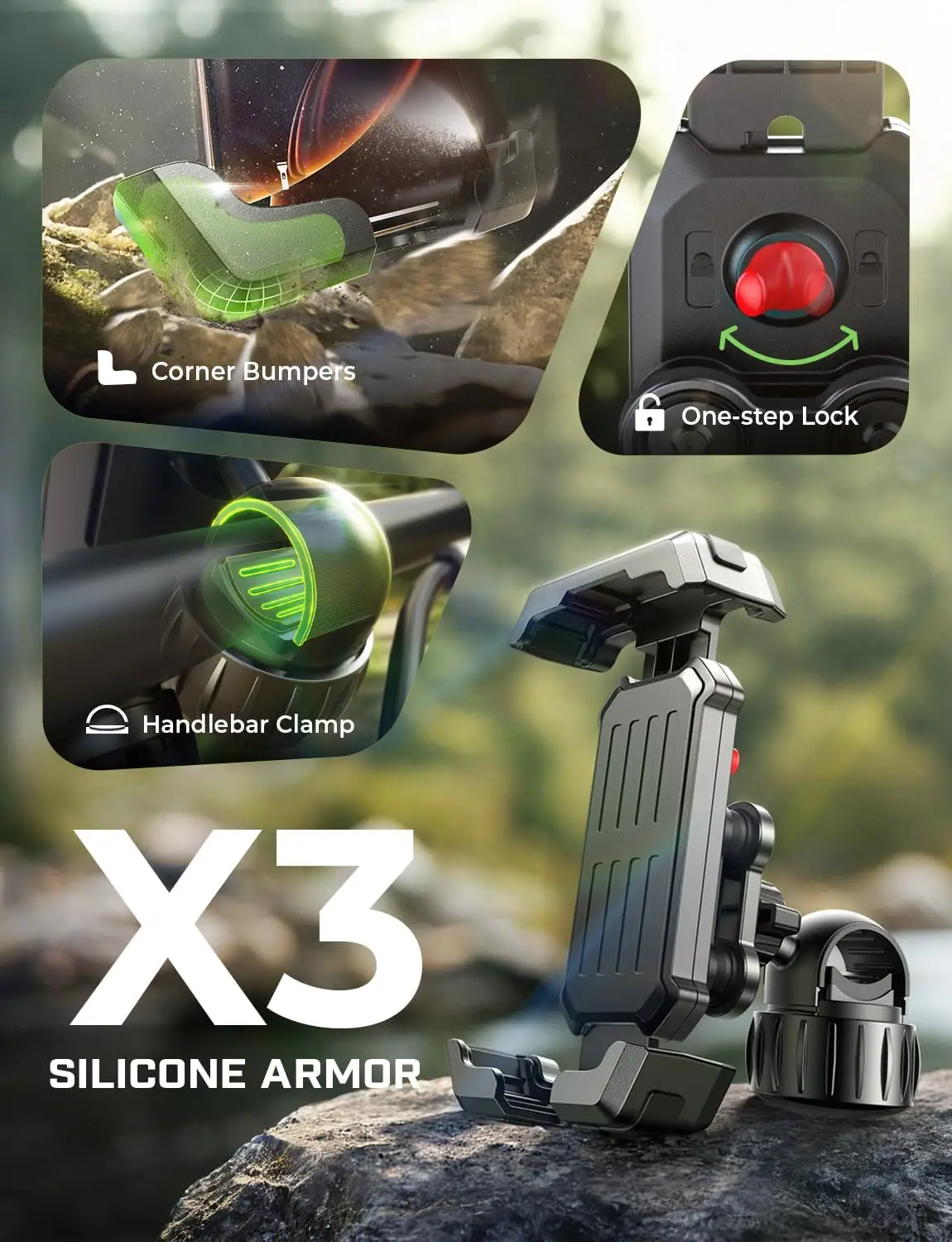 Anti-Shake Motorrad-Handyhalterung 2026 – Lenkerhalterung für iPhone/Samsung, Universell passend für Fahrrad & Roller – Detail 3