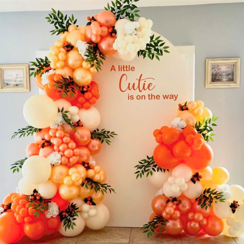 

132pcs Little Cutie Balloon Garland Arch Kit Orange Rose Gold Balloons For Kids Birthday Baby Shower Gender Reveal Party Decor