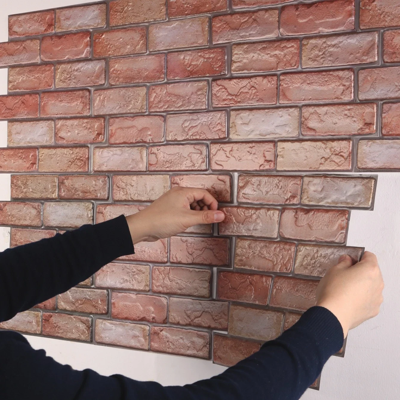 10PCS 3D Brick Wall Sticker Self Adhesive Waterproof Wallpaper Faux Tile Peel and Stick for Bathroom Bedroom Kitchen Living Room