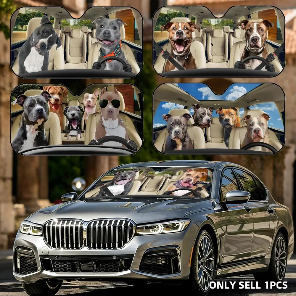 

Pit Bull Animal Dog Sun Visor Reusable Aluminum Foil Car Windshield Sun Visor UV Protector Heat Insulation Cover Shade