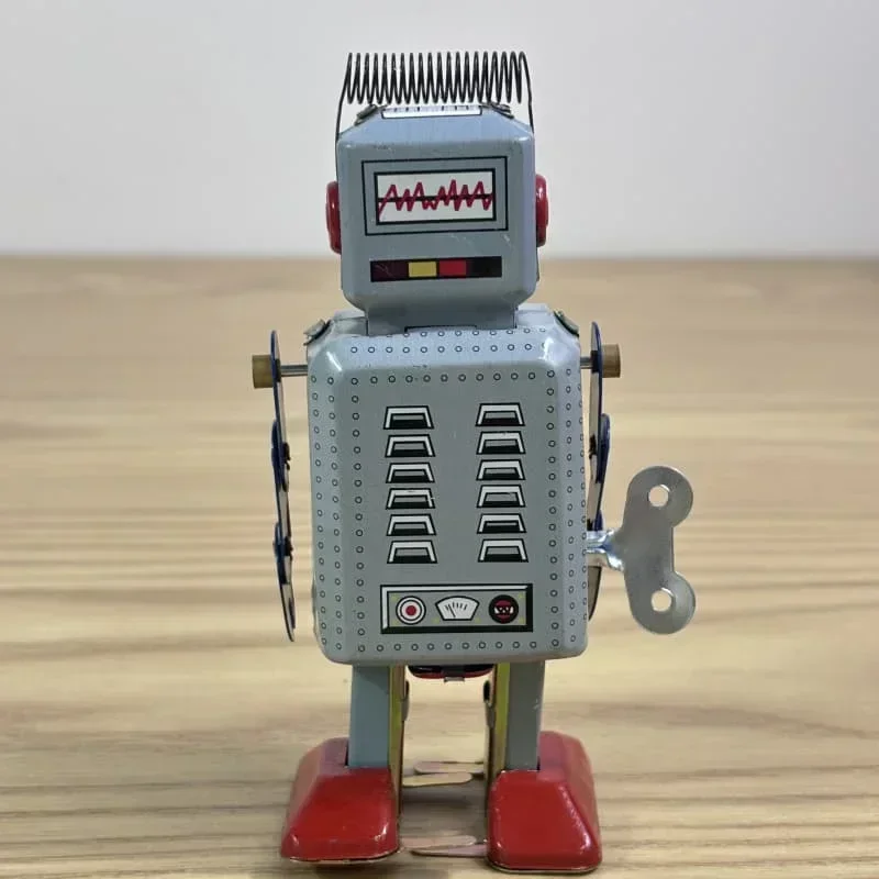 [Grappig] Klassieke collectie Retro Clockwork Wind up Metal Walking Tin Toy reparateur Robot Vintage Mechanisch MS249 kindercadeau