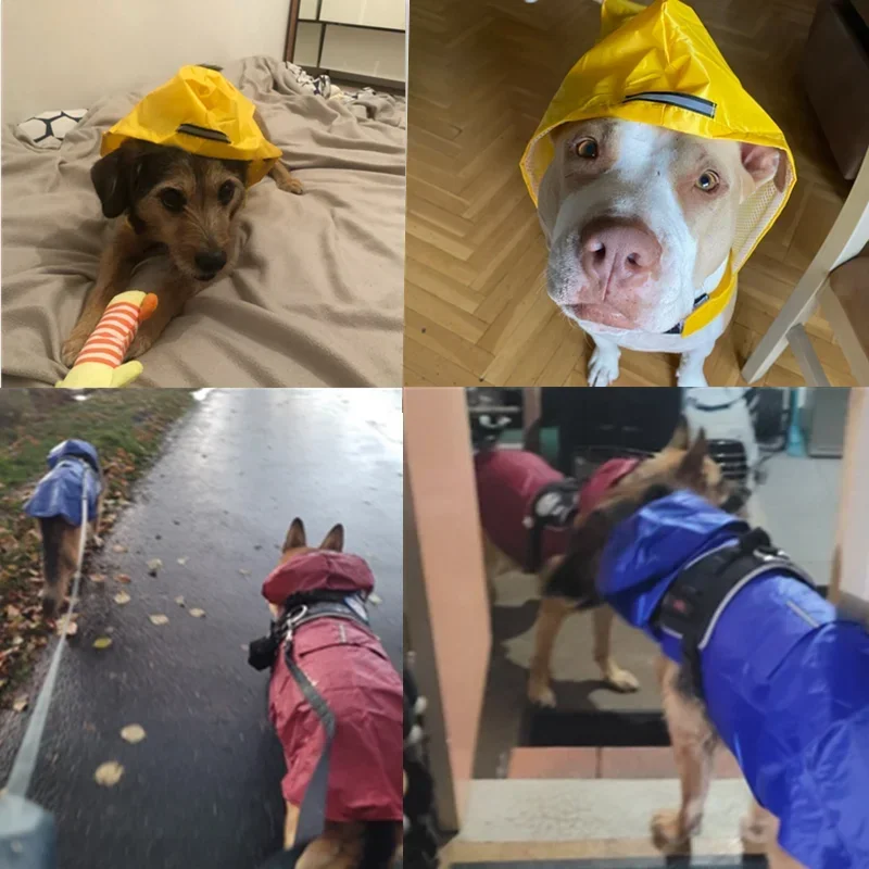 Dog Raincoat Waterproof Hoodie Jacket Rain Poncho Pet Rainwear Clothes with Reflective Stripe for All Sizes Big Puppies view 5