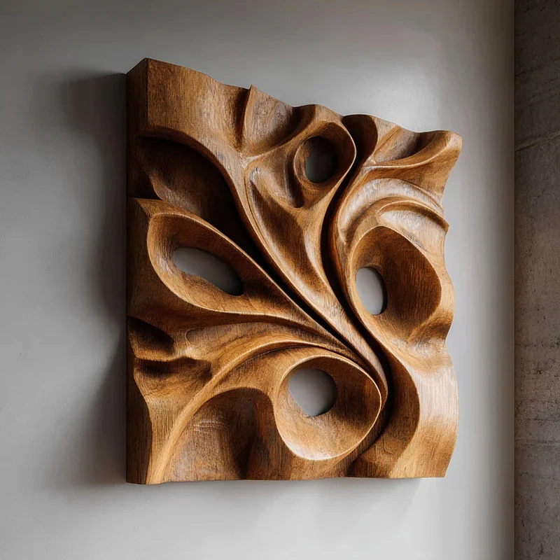 ！@Stretching Leaf Vein Wood Wall Sculpture - Twisted Vine Cutout Decor for Contemporary Home Interior