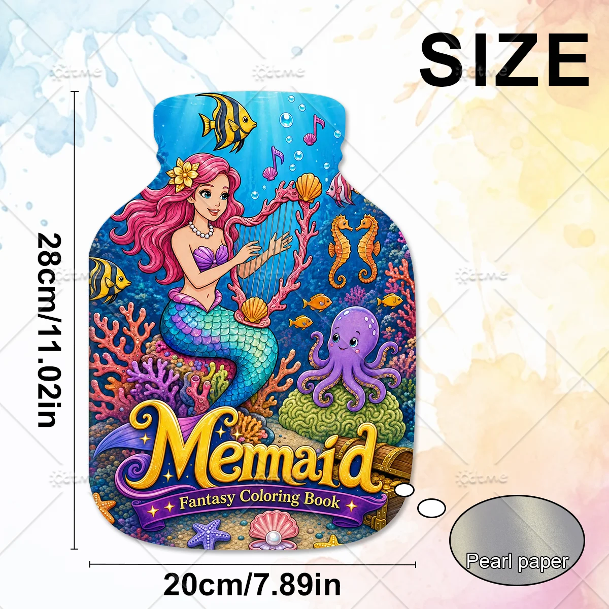 Mermaid Fantasy Coloring Book For Adults Teens, Ocean Sea Creatures Illustrations, Relax Stress Relief Drawing Activity Book