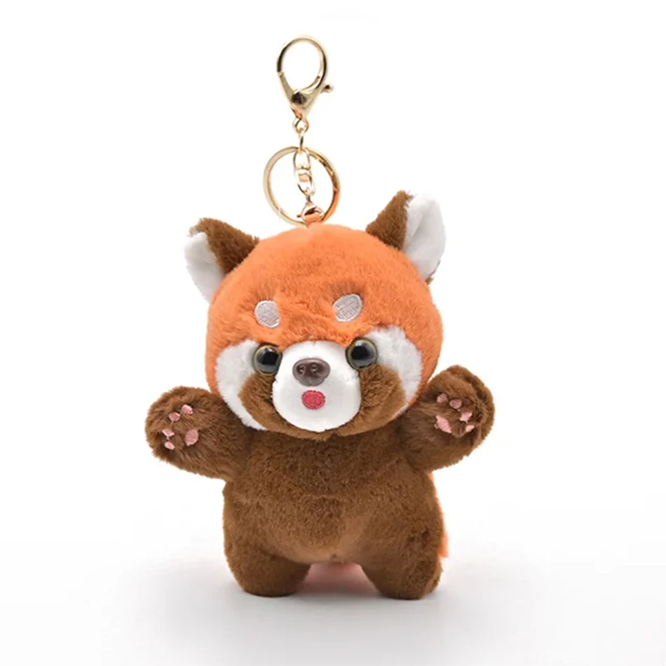 Leuke cartoon rode panda knuffel hanger kleine wasbeer pop pluche sleutelhanger pluche wasbeer kinderspeelgoed rugzak decoratie cadeau