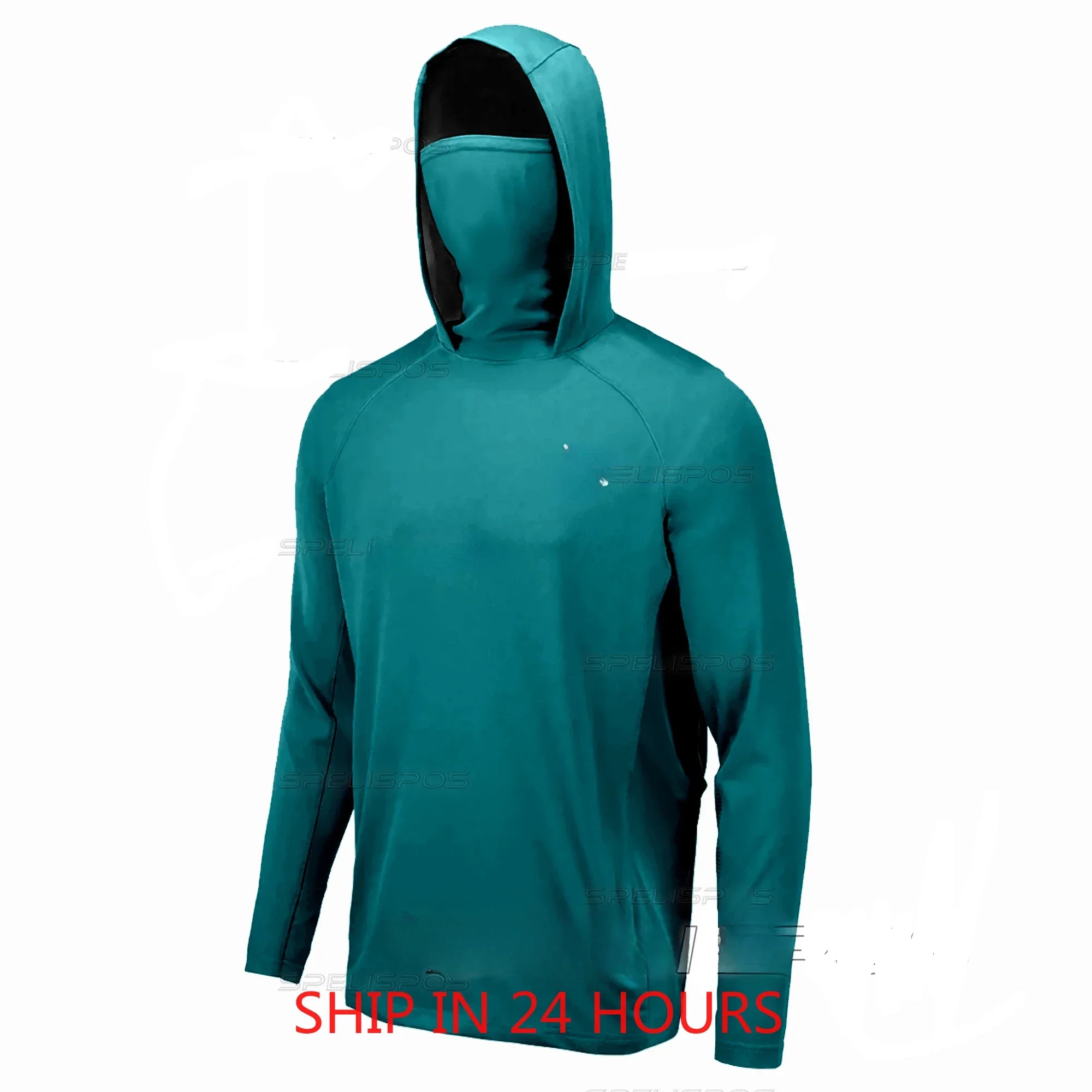 Fishing Shirts UPF 50 Quick Dry Hooded Mask Fish Tops Wear Breathable Summer Long Sleeve Fishing Shirt Anti-UV Camisa De Pesca