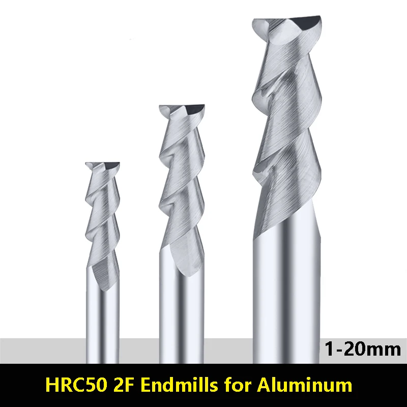 OYYU HRC50 Tungsten Steel End Mills 2 Flute for Aluminum Router Bit Solid Carbide CNC Alloy Milling Cutter 1-20mm 50L 60L 75L