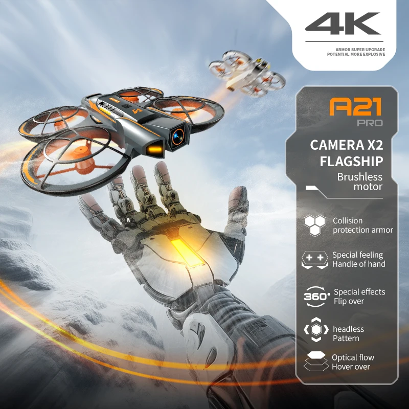 KBDFA A21 Pro Drone Professional 4K Aerial Avoiding Obstacle Drone FPV Remote Control Brushless Mecha Design Optical Flow Drone