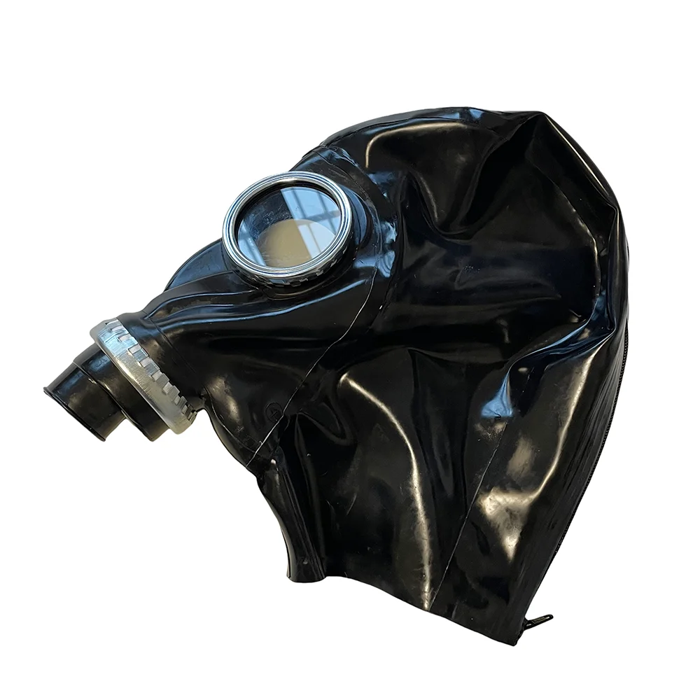 Latex Hood Natural Rubber Fetish Gas Mask All-inclusive Closed Headgear Respirator Rear Zipper RLM300