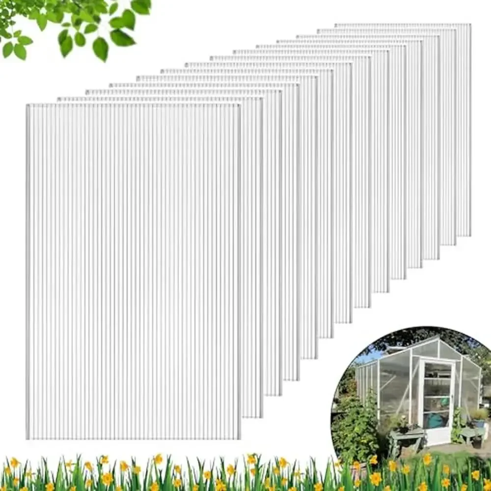 

14PCS Twin-Wall Greenhouse Panels 4' x 2' x 0.32'' Shatterproof Polycarbonate Sheets All-Weather Outdoor Use Ideal Plant Growth