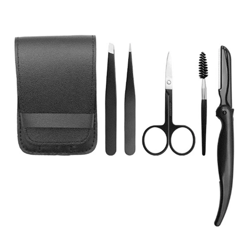 黒ステンレス鋼まつげピンセット斜め尖った前口メイクアップツールキットまつげエクステンション二重まぶたの適用