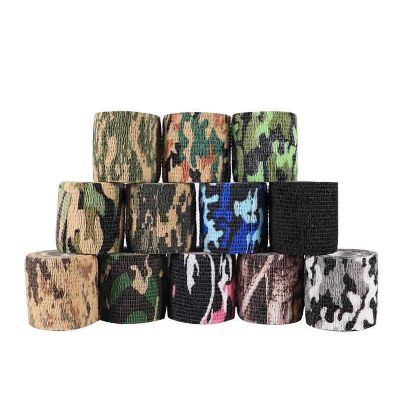 2 Pcs Roll 4.5M Camouflage Wrap Bandage Self-Adhesive Gun Decor Military Stretch Medical Bandage Camouflage Tape Shooting Tool