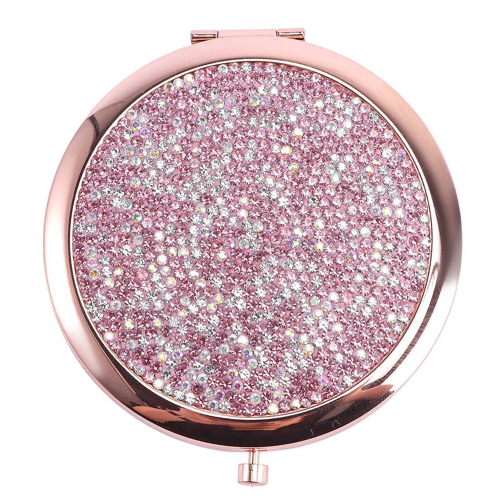 

1Pcs Portable Round Folding Makeup Mirror Travel Metal Vanity Mirror Diamond Tool for Women Tool