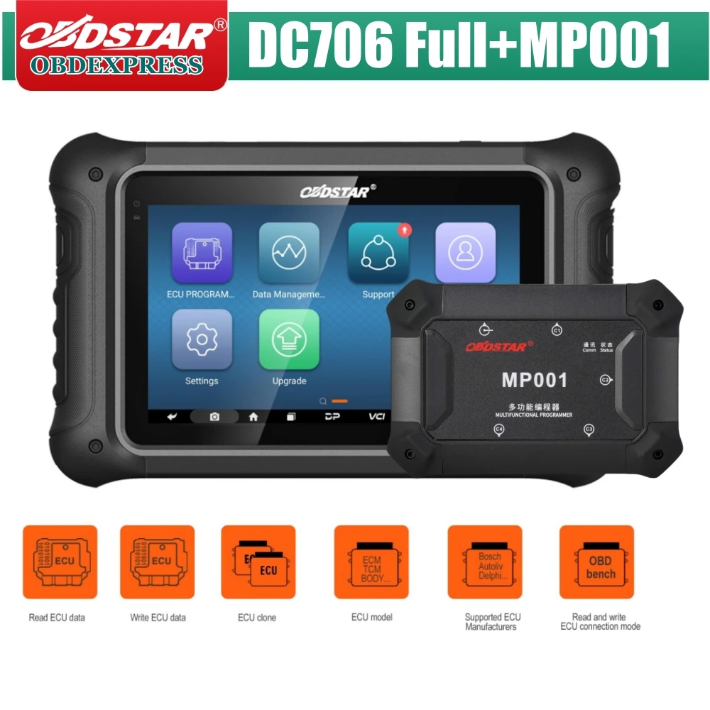 

OBDSTAR DC706 ECU Tool Full with MP001 Set Included for Car and Motorcycle ECM/ TCM/ BODY ECU Clone