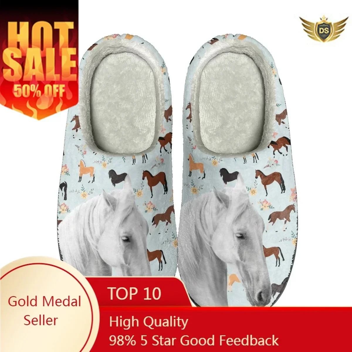 

Winter Comfortable Slippers for Women Horse Print House Couples Slides Drop Ship Autumn Winter Warm Bedroom Lady Cotton Slipper
