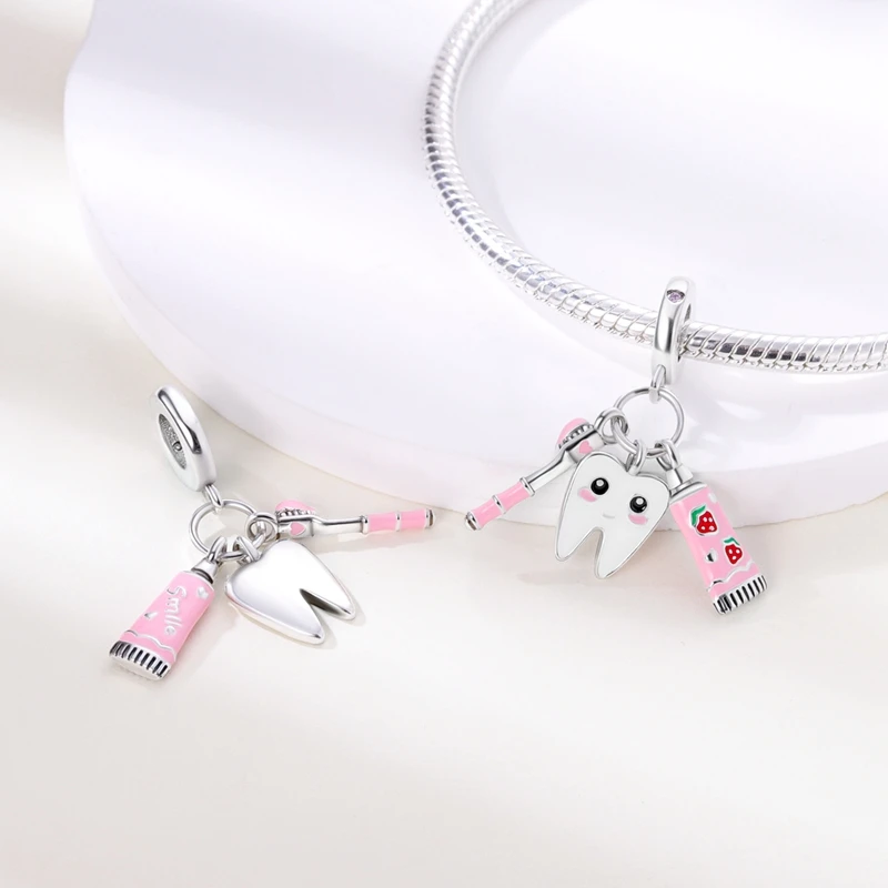 New 925 Sterling Silver Dental Care Charms Beads For Women Fit Original Bracelet DIY Birthday Party Jewelry Gifts image 3