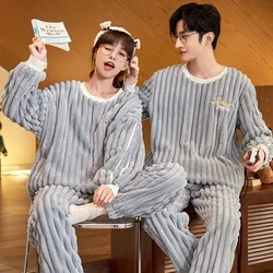 New Couples Pajamas Men's Fall and Winter Cartoon Large Size Warm Padded and Thickened Home Clothing Suit Can Be Worn Outside