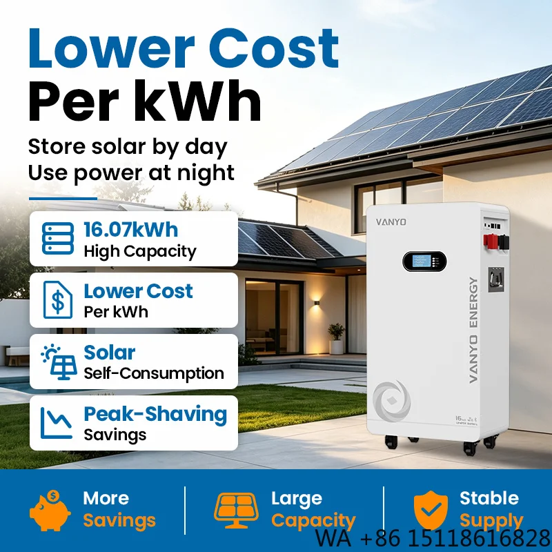 VANYO 16kWh Powerwall 51.2V 314Ah Lithium Battery Solar Energy Storage Compatible 99%  Inverter