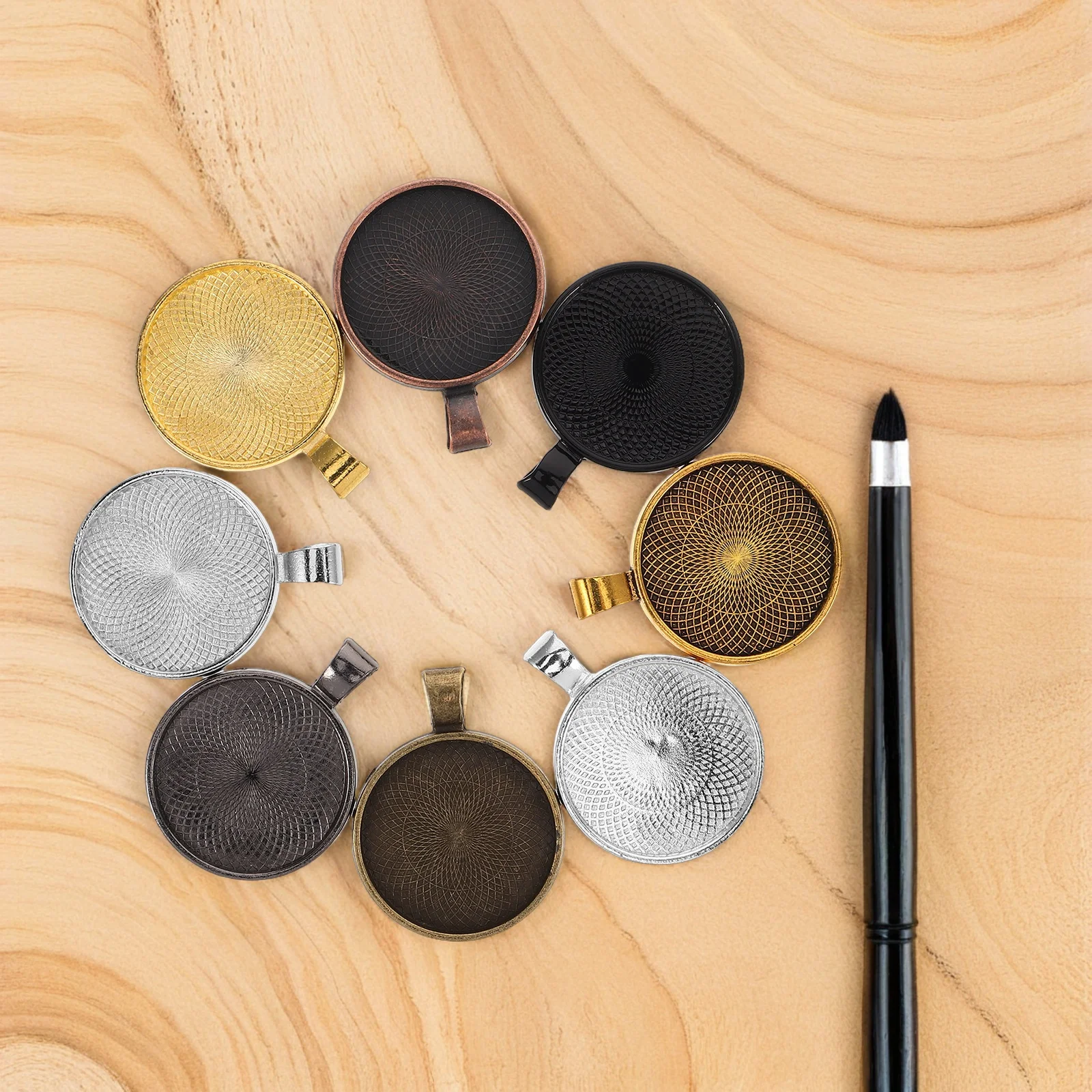 

40 Pcs Pendant Tray Bezels Pendants for Jewelry Making DIY Accessories Trays Base Blank Settings Alloy Charms