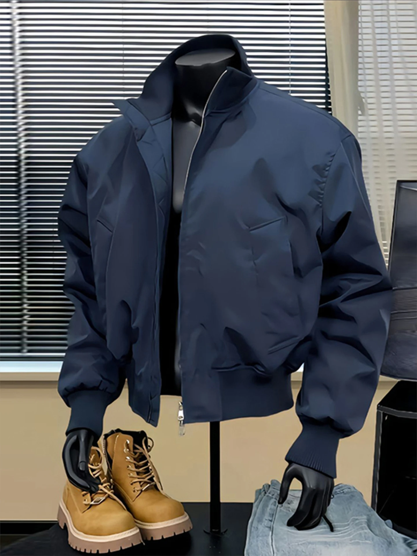 

Blue MA Pilot Cotton Jaet Men's Winter Cotton-filled ort American Sle Baseball ape Warmth Youth Faion Polyester Fiber