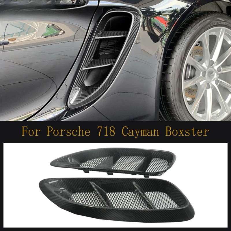 For Porsche 718 Cayman / Boxster Brand New High Quality Car Accessories16-20 2pcs Carbon Fiber Fender Trim Side Vent Grille Fits