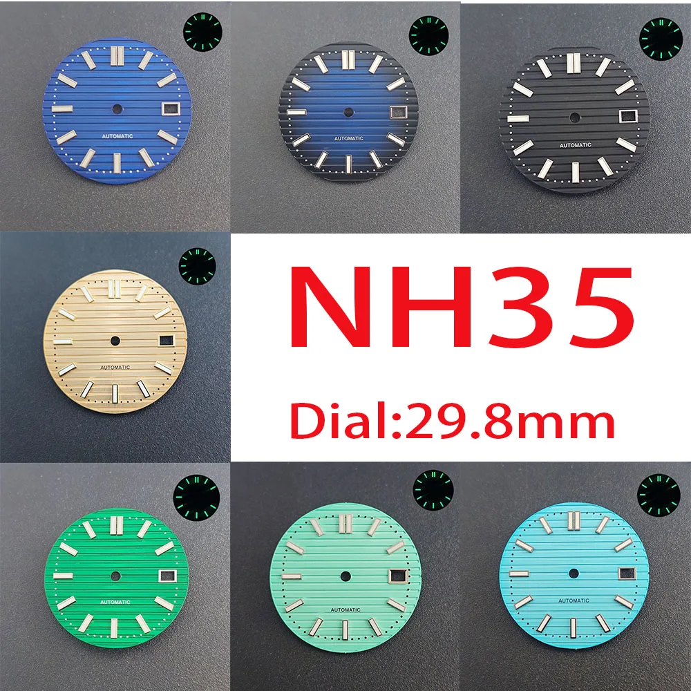 

Men's watch 29.8mm dial NH35 dial green luminous suitable for NH35 NH36 automatic mechanical movement hands watch accessories