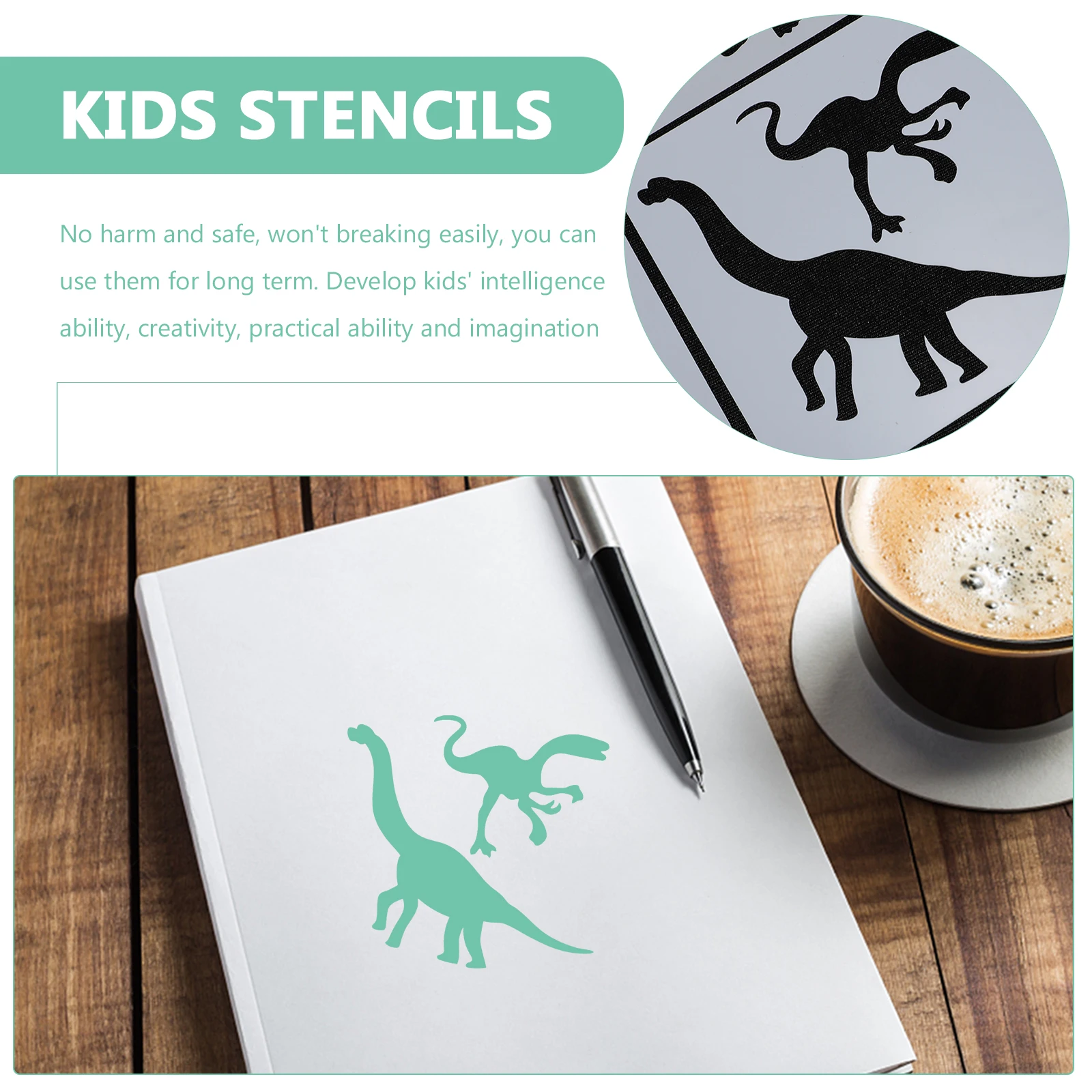 

10pcs Dinosaur Painting Template Reusable Crafts Stencils for Kids DIY Drawing Supplies Safe Premium Material