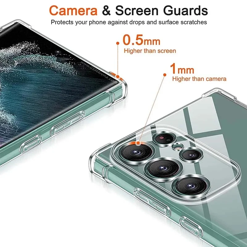 Shockproof Silicone Clear Airbags Case For Samsung Galaxy S24 S23 S22 S21 S20 Ultla FE S10 Lite S9 S8 Plus S10e Phone Back Cover