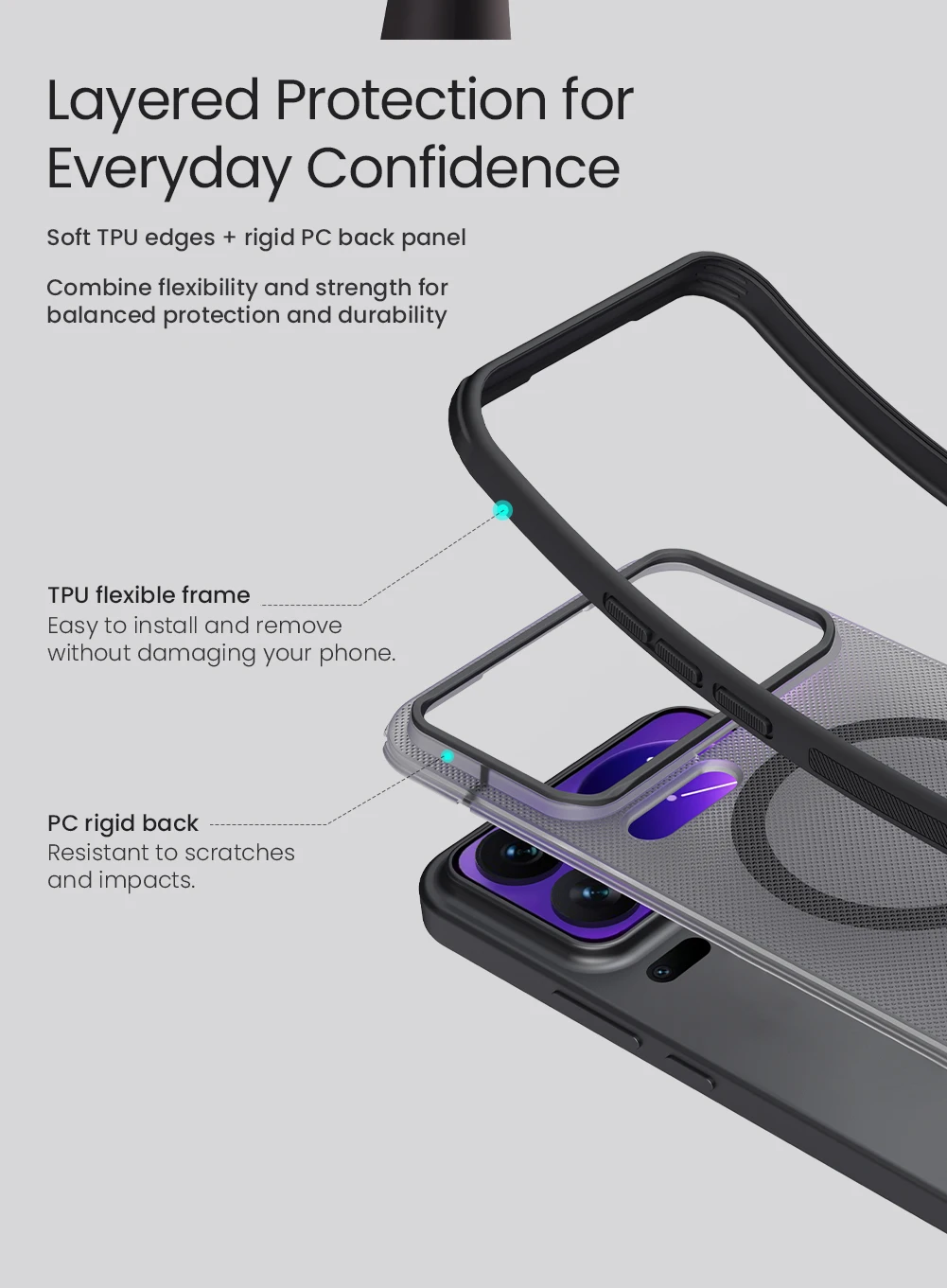 NILLKIN Schutzhülle für Xiaomi 18 Pro Max, passgenaue Hülle, magnetisch, supermatte Oberfläche, hochwertige, matte PC-Schutzhülle. – Detail 6