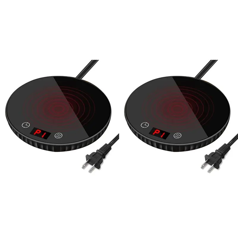 Y50A-2X Candle Warmer/Coffee Warmer, 8H Auto Shut Off 1-12H Timer Candle Wax Warmer, 2 Temp Setting 122/140℉ Black US Plug
