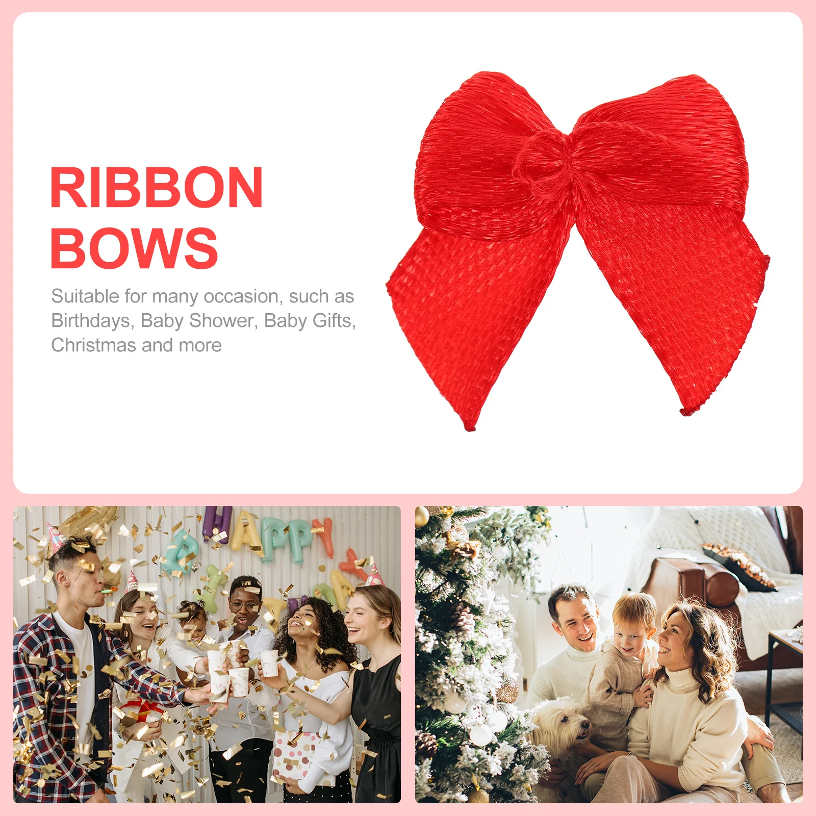 

60pcs Butterfly Bow Small Flower Handmade Bright Red Ribbon Bows For Girls Hair Accessories Gift Wedding Party Craft Use