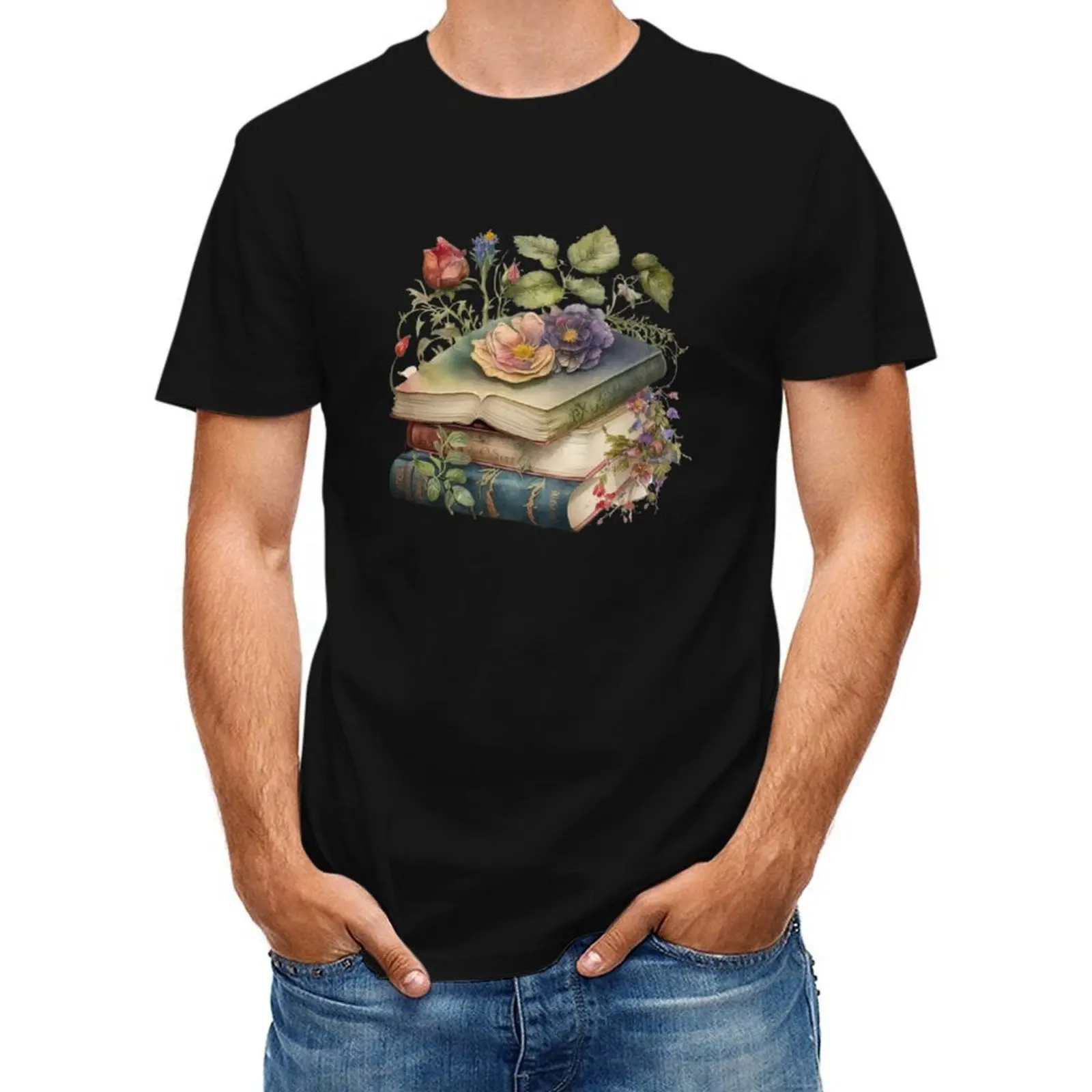 

Floral Books T-Shirt oversizeds luxury designer fitted t shirts for men
