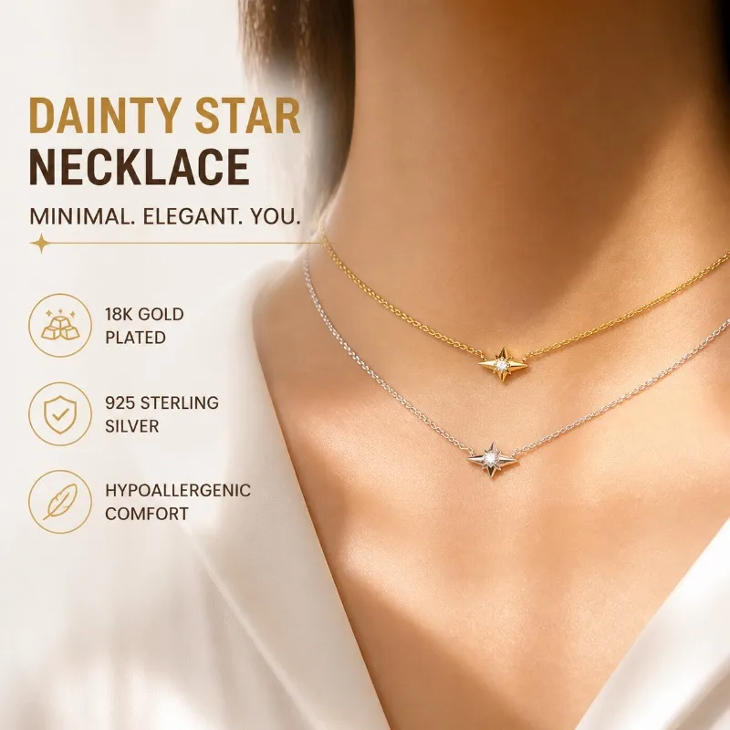 

Серебряное колье 925 пробы с позолотой 18K, изящный кулон-звезда с фианитами, минималистичное гипоаллергенное украшение для женщин