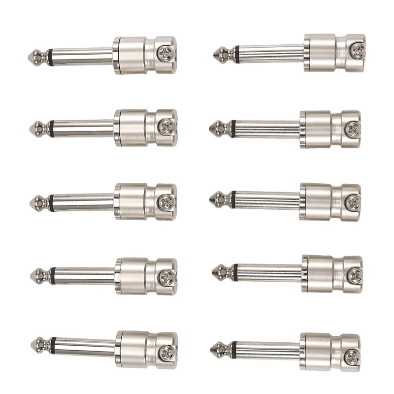 ABXI For Guitar Pedal Patch Cable Compatible 10Pc 6.35Mm For TS Mini Short Barrelful Zinc Alloy Jack Plug-Screw Lock, HIFI Audio