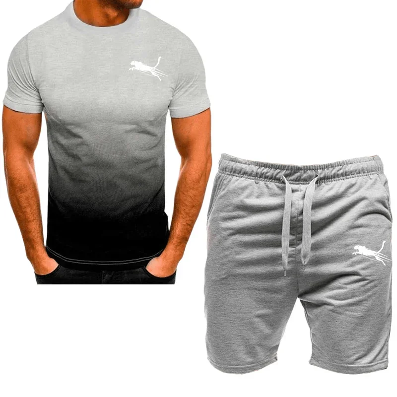 Ropa deportiva de moda para hombre, camiseta de manga corta y pantalones cortos, secado rápido, 2 piezas, verano, novedad de 2024