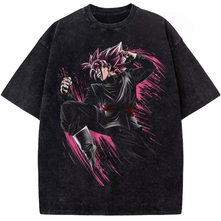 

Футболка оверсайз из хлопка с принтом Dragon Ball Super Saiyan Rose Goku Black для мужчин и женщин, повседневная, свободного кроя, унисекс, с аниме-графикой