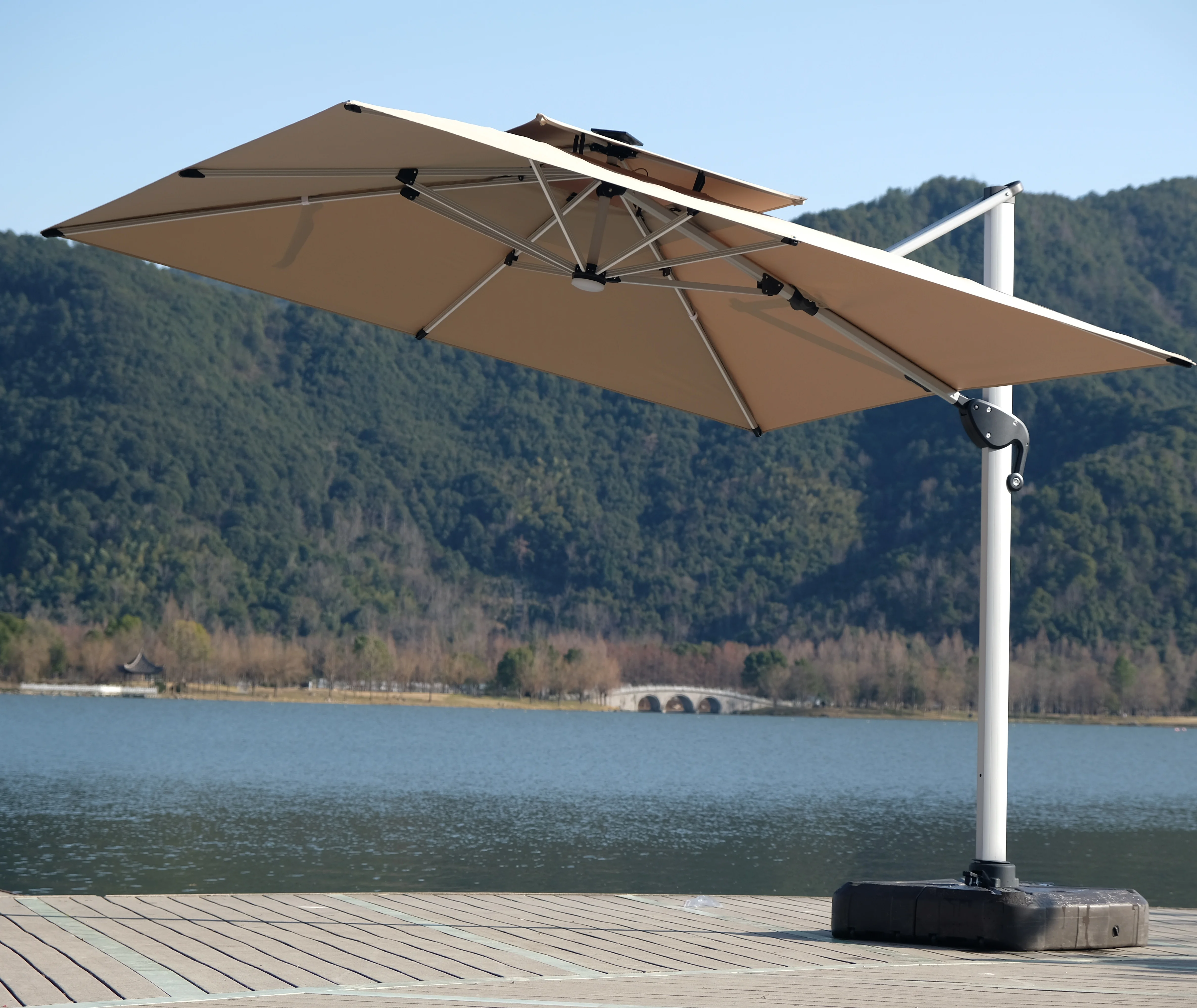 3x3 M New Deign Outdoor Sun LED Light Patio Roma Parasol Roman Umbrella For Garden Shading