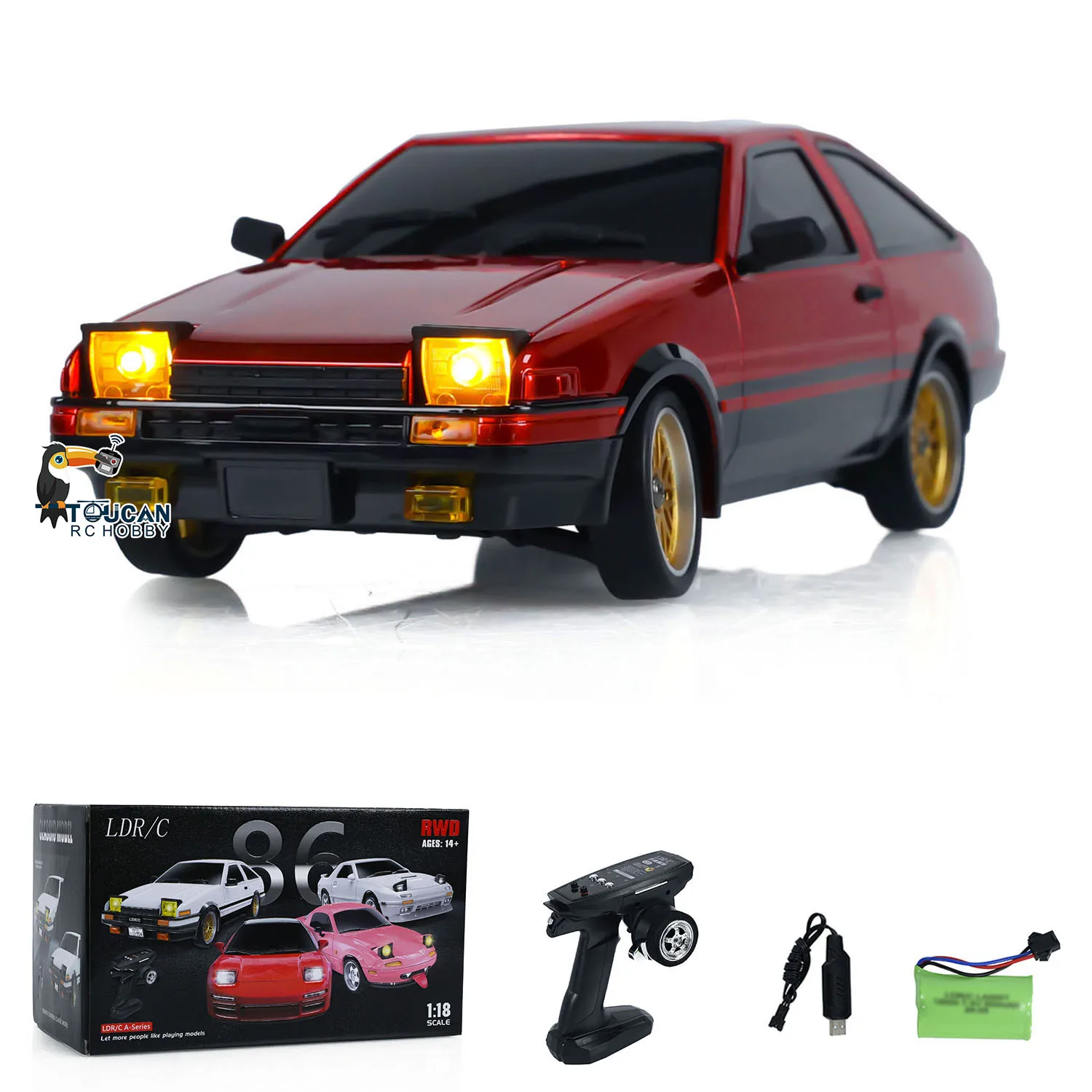 1/18 LDRC LD1801 RC Drift Car RWD AE86 Racing Vehicles Flip Light Gyroscope Ready to go Toy Gifts for Children