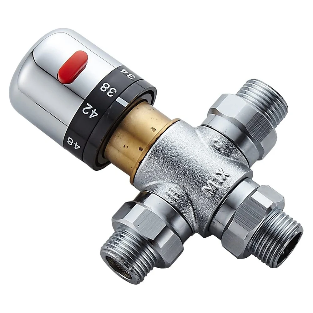 

DN15 Thermostatic Water Mixing Valve, 3 Way 1/2 Inch Temperature Control Bathroom Faucet Shower Valve