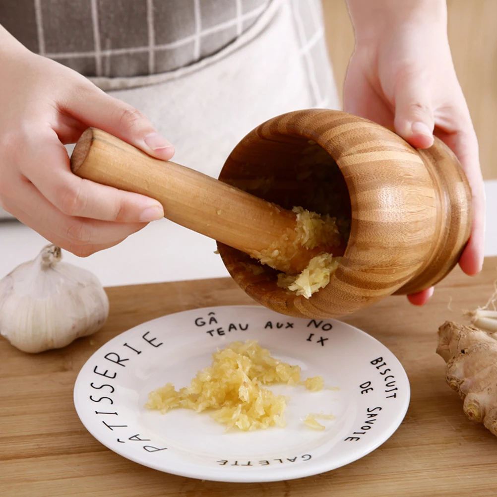 

Large Garlic Press Pedestal Bowl Wood Manual For Spice Easy Clean Kitchen Pharmacy Tool Set