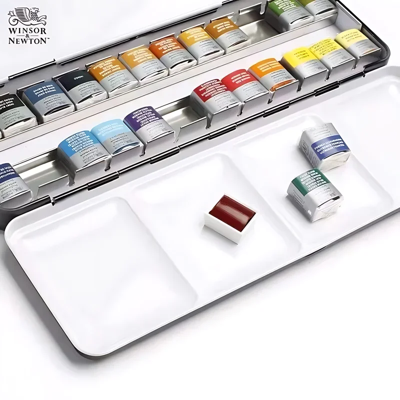 Winsor&Newton Artist Professional Watercolor Lightweight Metal Box 24 Half Pans Color Field Pocket Set Palette Art Supplies