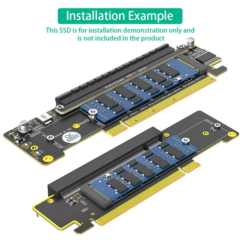 Top-Dual Nvme Pcie Adapter, Pcie 4.0 X16 To Dual Nvme & 1X More Pcie X16 (X8 Signal) Adapter For M.2 Nvme SSD Adapter