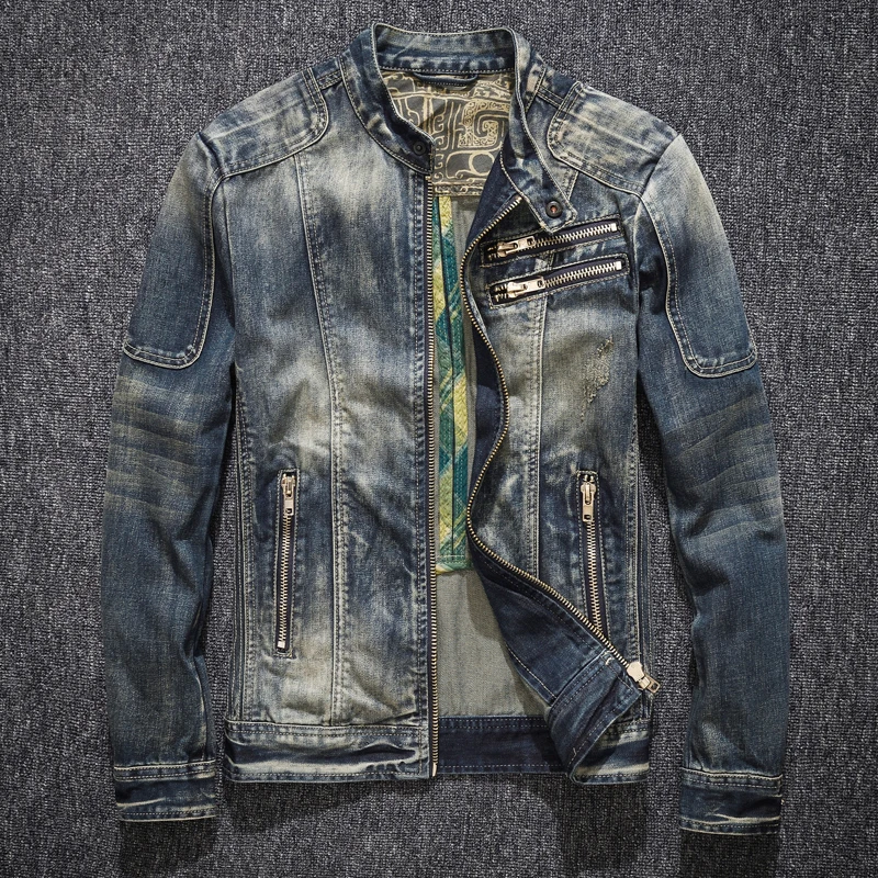 

The New Spring and Autumn Burst Retro Color Denim Jacket Jacket Male Casual All Match Personality Trend Handsome Coat Clothing