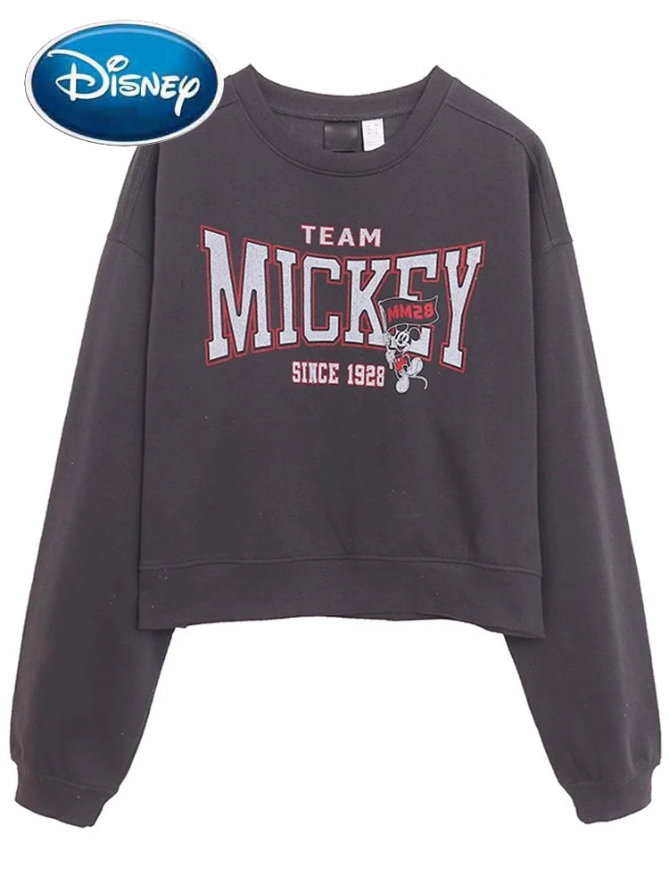 

Disney Sweatshirt Mickey Mouse Letter Cartoon Print Fashion Women Long Sleeve O-Neck Pullover Jumper Fleece Jacket Tee Top Femme