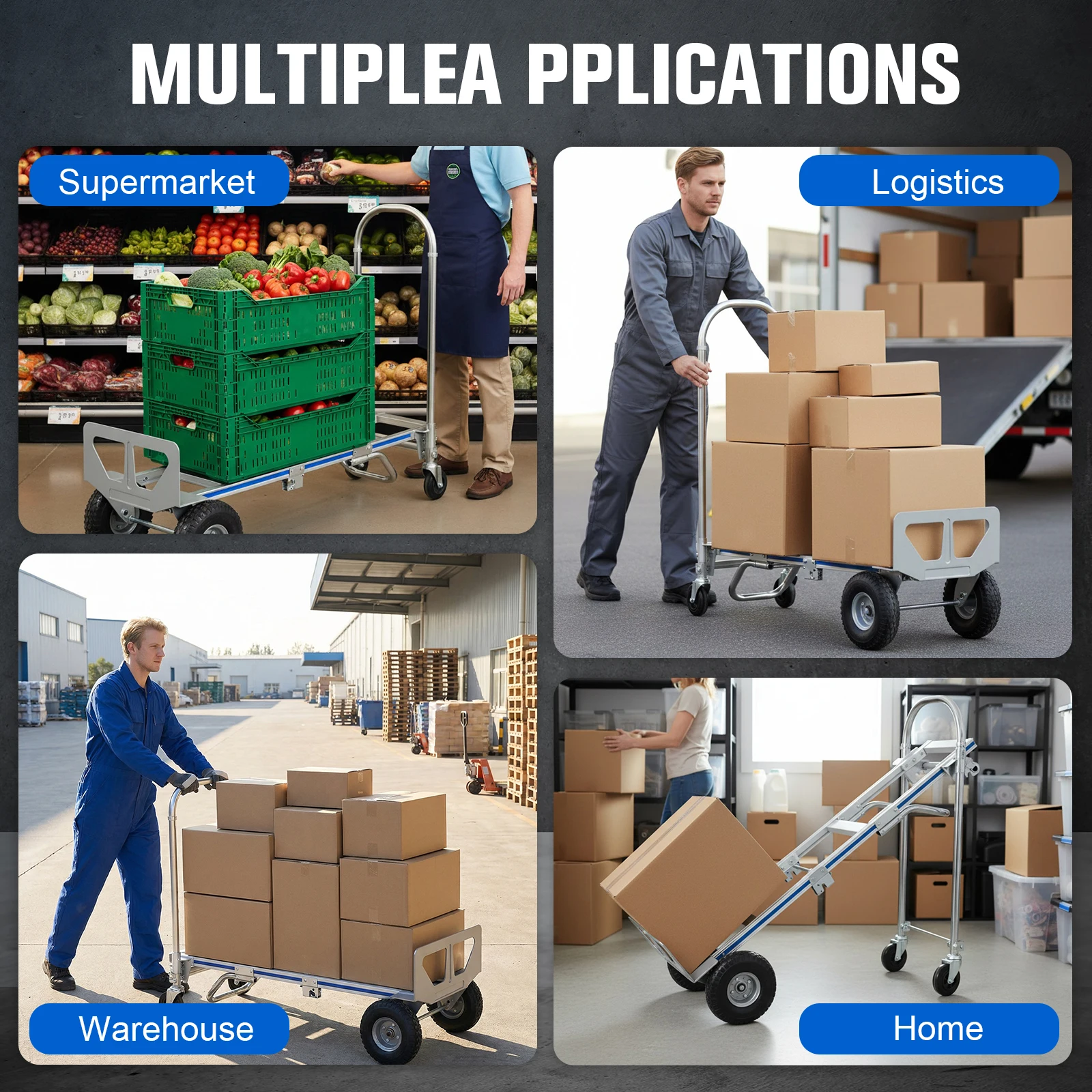 

Heavy Duty Mobility Trolley Rust Proof Cargo & Storage Cart Equipment Wear Resist for Warehouse Factory Retail Store Office